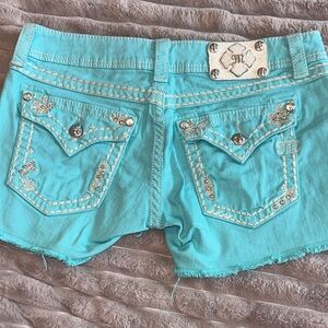 Miss Me Turquoise Jean Shorts